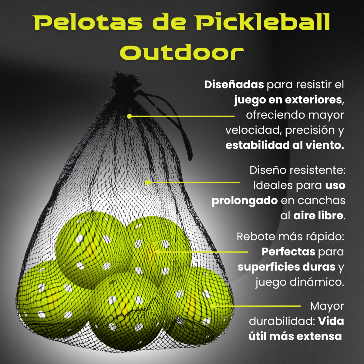 PELOTAS DE PICKLEBALL LINXO PRO 40 hoyos OUTDOOR (PAQUETE DE 5)