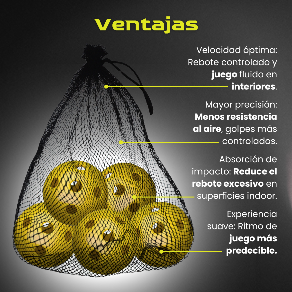 PELOTAS PARA PICKLEBALL LINXO PRO 26 hoyos INDOOR (PAQUETE DE 5)