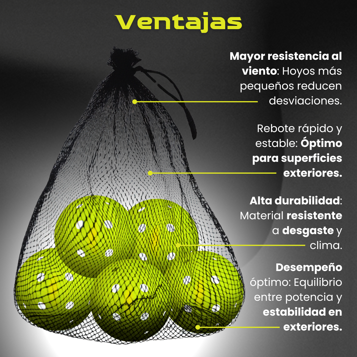 PELOTAS DE PICKLEBALL LINXO PRO 40 hoyos OUTDOOR (PAQUETE DE 5)
